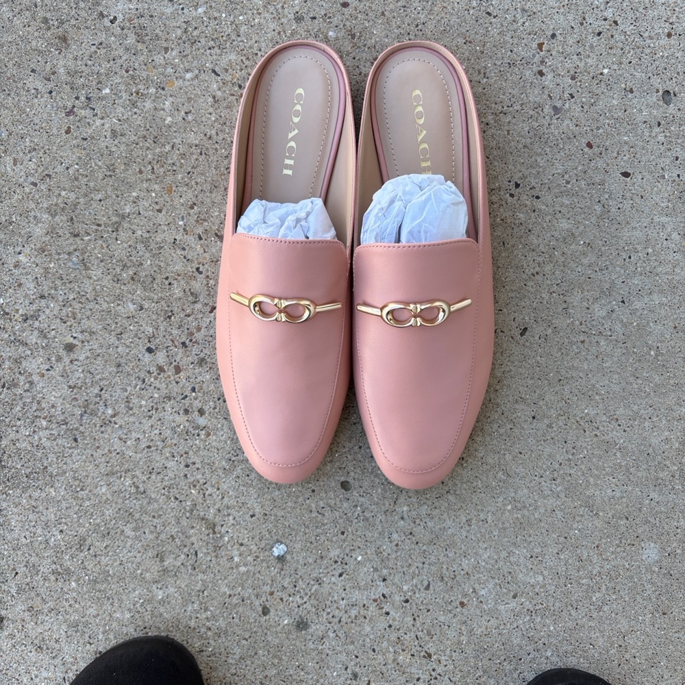 Coach Light Pink Leather Slip-On Loafers